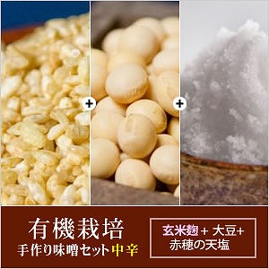 有機栽培 手作り味噌セット(中辛) 玄米麹